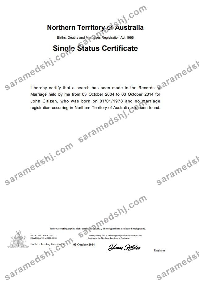 Australia Northern Territory of Australia divorce certificate template in Word